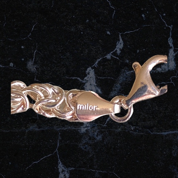 Vintage Italy Milor Sterling Silver Byzantine Chain Link Bracelet - Picture 4 of 7